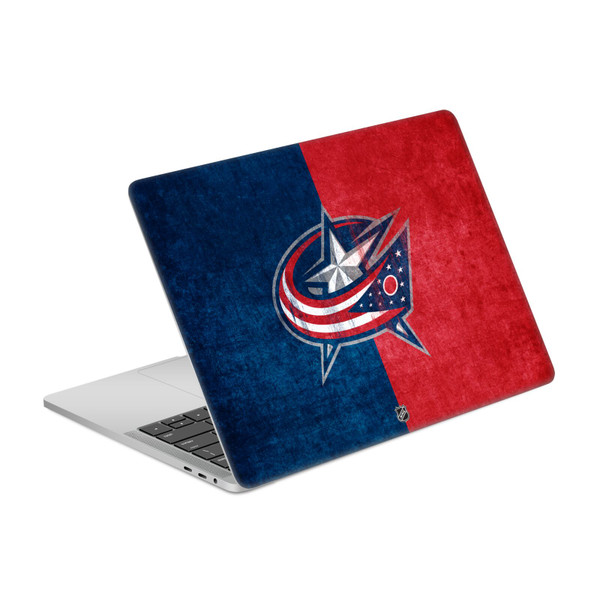 NHL Columbus Blue Jackets Half Distressed Vinyl Sticker Skin Decal Cover for Apple MacBook Pro 13" A1989 / A2159