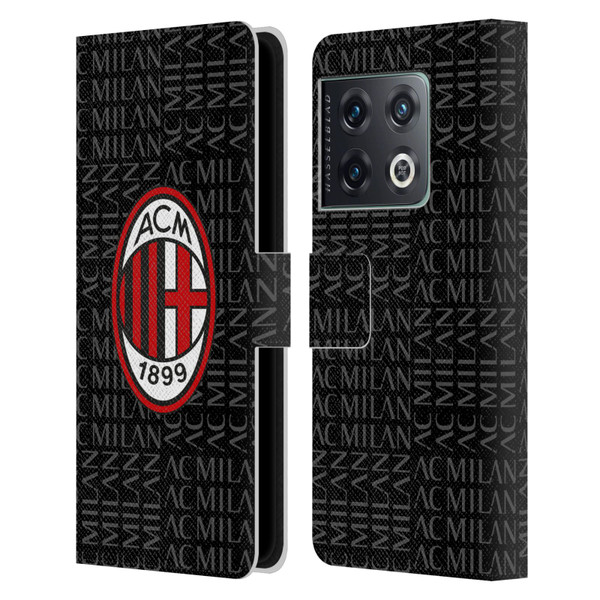 AC Milan Crest Patterns Red And Grey Leather Book Wallet Case Cover For OnePlus 10 Pro