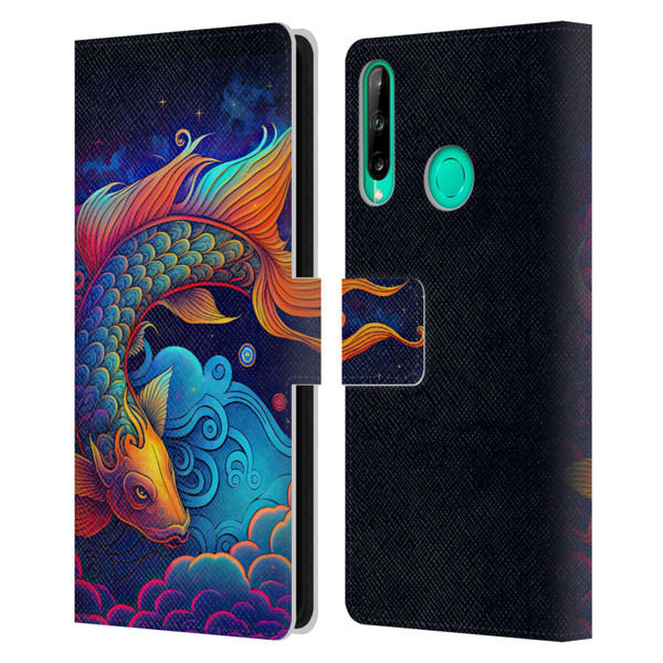 Wumples Cosmic Animals Clouded Koi Fish Leather Book Wallet Case Cover For Huawei P40 lite E