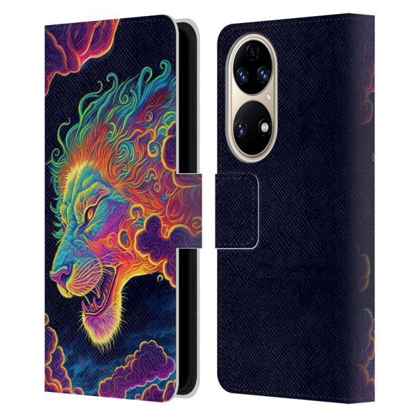 Wumples Cosmic Animals Clouded Lion Leather Book Wallet Case Cover For Huawei P50