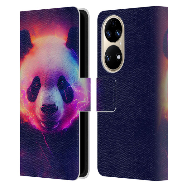 Wumples Cosmic Animals Panda Leather Book Wallet Case Cover For Huawei P50