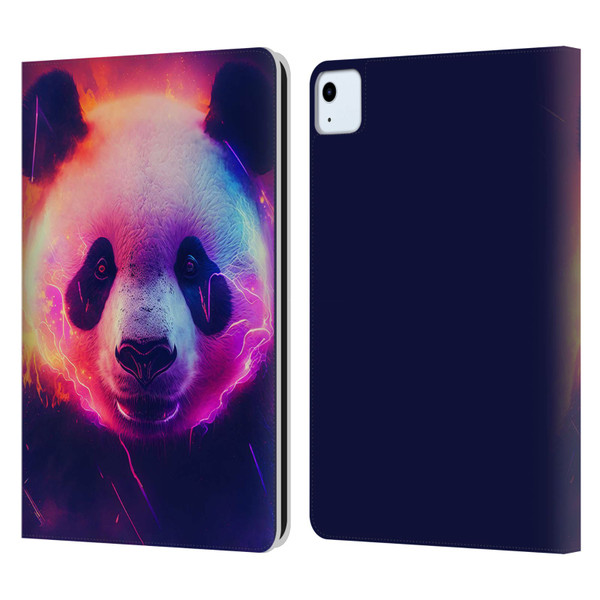 Wumples Cosmic Animals Panda Leather Book Wallet Case Cover For Apple iPad Air 11 2020/2022/2024