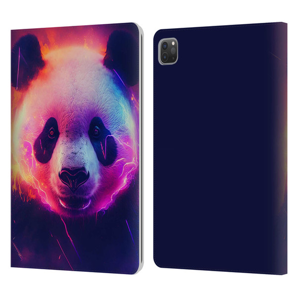 Wumples Cosmic Animals Panda Leather Book Wallet Case Cover For Apple iPad Pro 11 2020 / 2021 / 2022