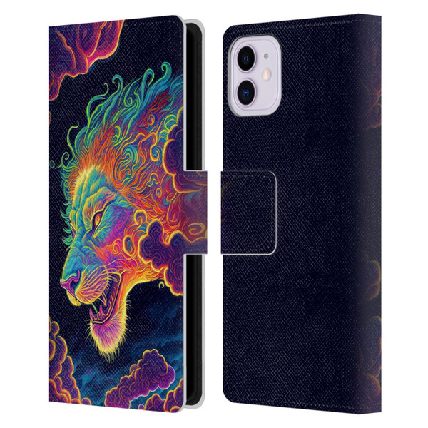 Wumples Cosmic Animals Clouded Lion Leather Book Wallet Case Cover For Apple iPhone 11