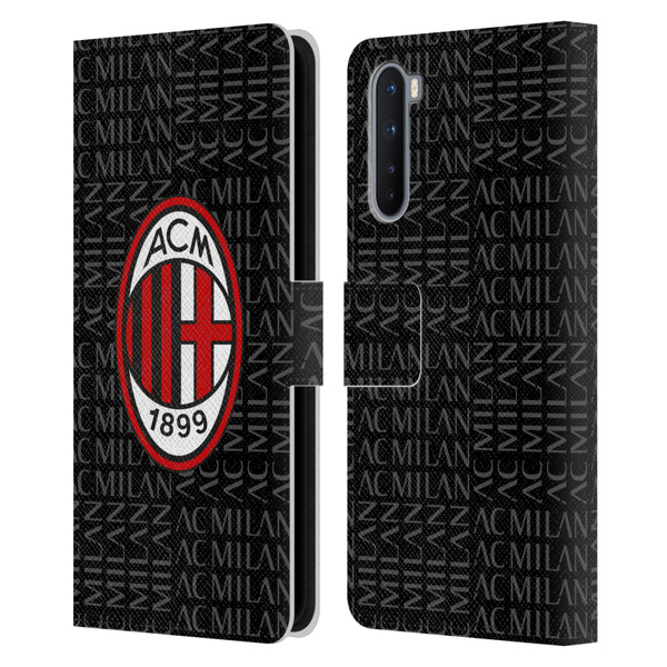 AC Milan Crest Patterns Red And Grey Leather Book Wallet Case Cover For OnePlus Nord 5G