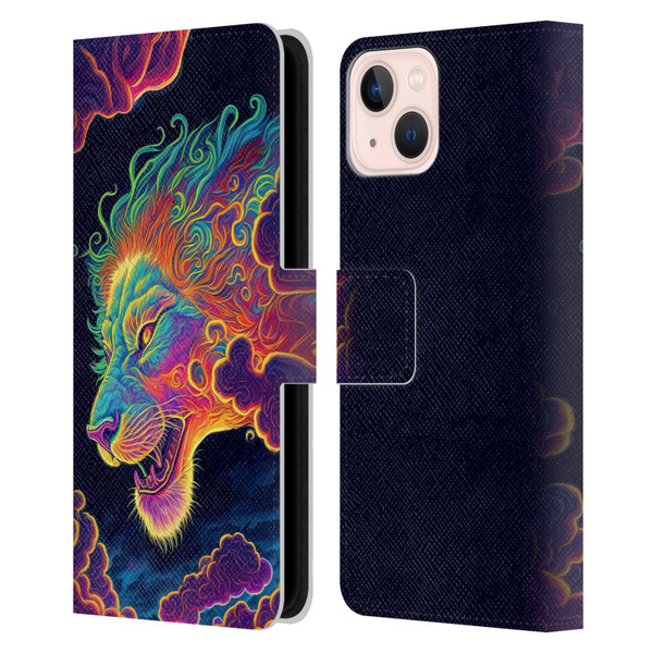 Wumples Cosmic Animals Clouded Lion Leather Book Wallet Case Cover For Apple iPhone 13