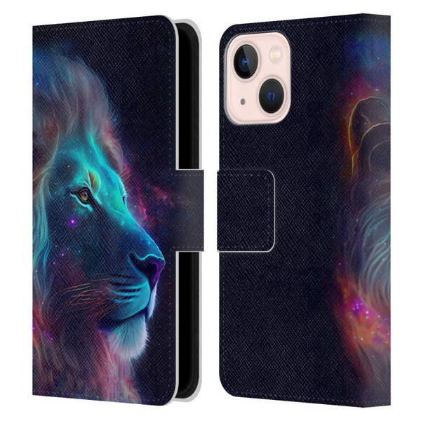 Wumples Cosmic Animals Lion Leather Book Wallet Case Cover For Apple iPhone 13 Mini