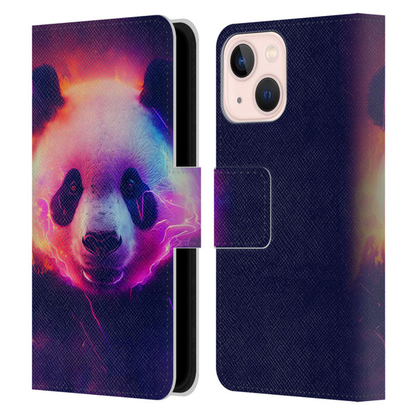 Wumples Cosmic Animals Panda Leather Book Wallet Case Cover For Apple iPhone 13 Mini