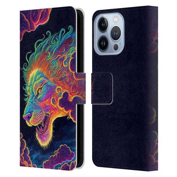 Wumples Cosmic Animals Clouded Lion Leather Book Wallet Case Cover For Apple iPhone 13 Pro