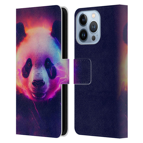 Wumples Cosmic Animals Panda Leather Book Wallet Case Cover For Apple iPhone 13 Pro