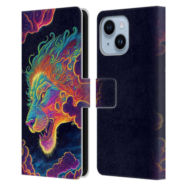Wumples Cosmic Animals Clouded Lion Leather Book Wallet Case Cover For Apple iPhone 14 Plus