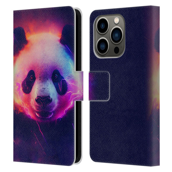 Wumples Cosmic Animals Panda Leather Book Wallet Case Cover For Apple iPhone 14 Pro