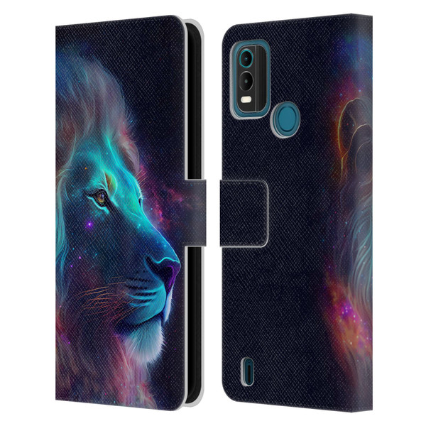 Wumples Cosmic Animals Lion Leather Book Wallet Case Cover For Nokia G11 Plus