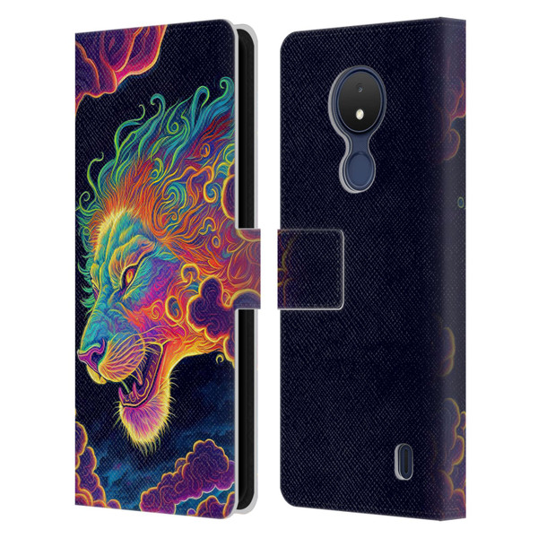 Wumples Cosmic Animals Clouded Lion Leather Book Wallet Case Cover For Nokia C21