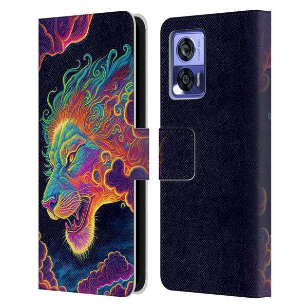 Wumples Cosmic Animals Clouded Lion Leather Book Wallet Case Cover For Motorola Edge 30 Neo 5G