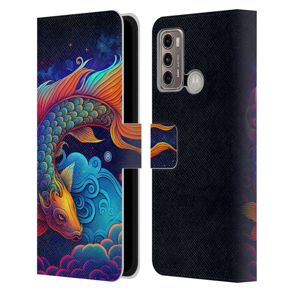 Wumples Cosmic Animals Clouded Koi Fish Leather Book Wallet Case Cover For Motorola Moto G60 / Moto G40 Fusion