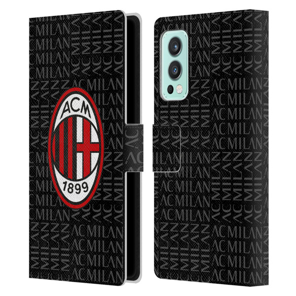 AC Milan Crest Patterns Red And Grey Leather Book Wallet Case Cover For OnePlus Nord 2 5G