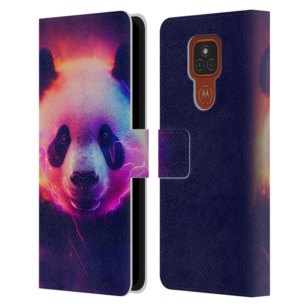 Wumples Cosmic Animals Panda Leather Book Wallet Case Cover For Motorola Moto E7 Plus