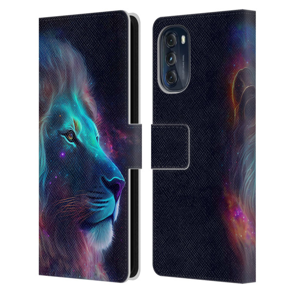 Wumples Cosmic Animals Lion Leather Book Wallet Case Cover For Motorola Moto G (2022)