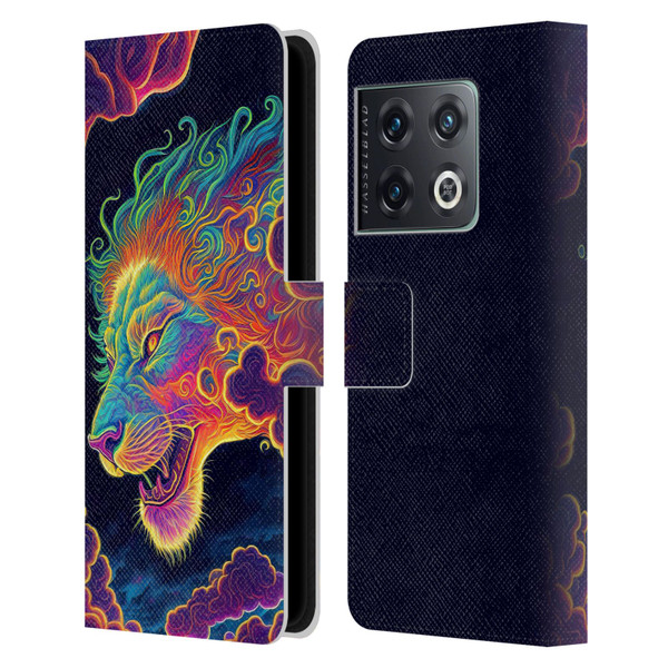 Wumples Cosmic Animals Clouded Lion Leather Book Wallet Case Cover For OnePlus 10 Pro