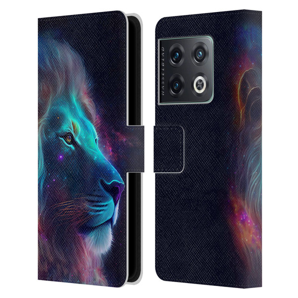 Wumples Cosmic Animals Lion Leather Book Wallet Case Cover For OnePlus 10 Pro