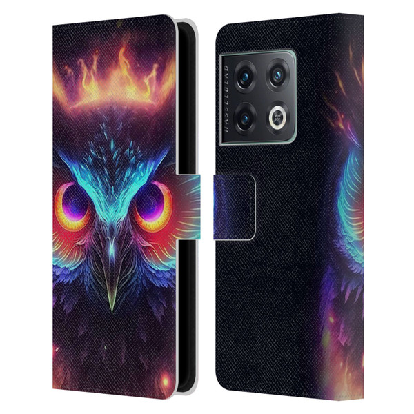 Wumples Cosmic Animals Owl Leather Book Wallet Case Cover For OnePlus 10 Pro