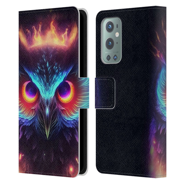 Wumples Cosmic Animals Owl Leather Book Wallet Case Cover For OnePlus 9