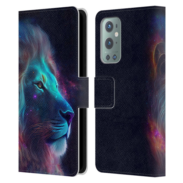 Wumples Cosmic Animals Lion Leather Book Wallet Case Cover For OnePlus 9