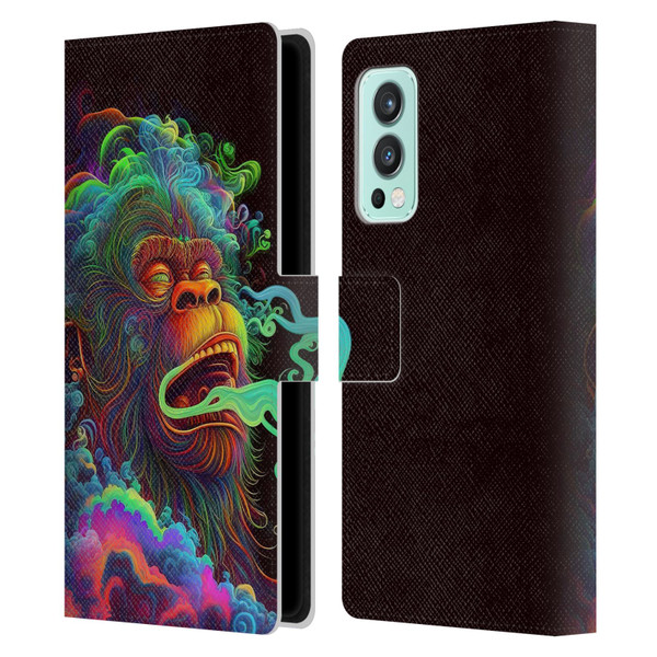 Wumples Cosmic Animals Clouded Monkey Leather Book Wallet Case Cover For OnePlus Nord 2 5G