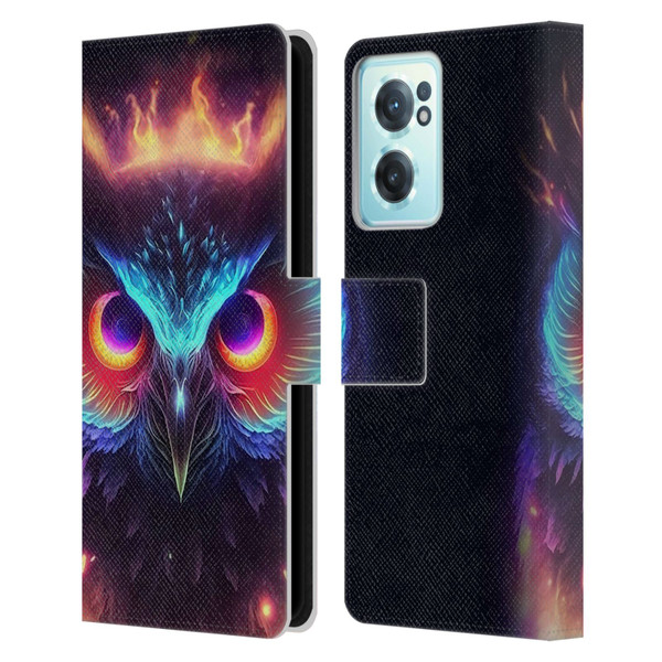 Wumples Cosmic Animals Owl Leather Book Wallet Case Cover For OnePlus Nord CE 2 5G