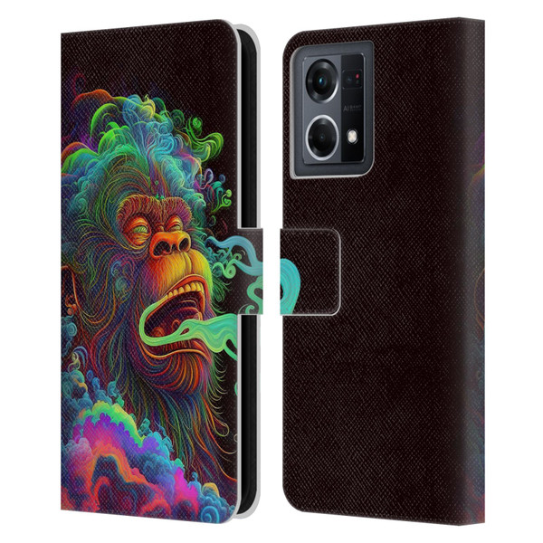 Wumples Cosmic Animals Clouded Monkey Leather Book Wallet Case Cover For OPPO Reno8 4G