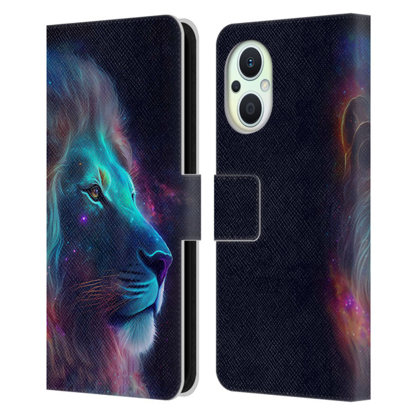 Wumples Cosmic Animals Lion Leather Book Wallet Case Cover For OPPO Reno8 Lite