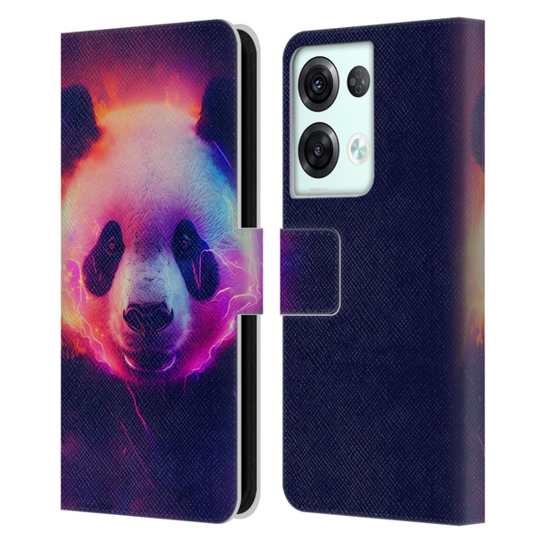 Wumples Cosmic Animals Panda Leather Book Wallet Case Cover For OPPO Reno8 Pro