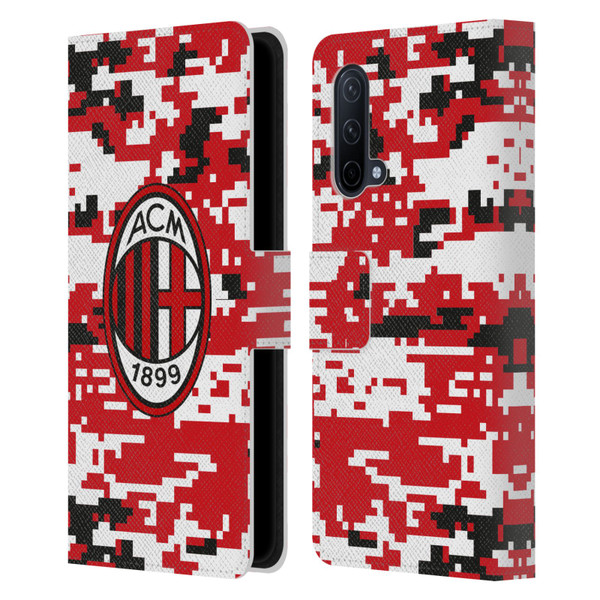 AC Milan Crest Patterns Digital Camouflage Leather Book Wallet Case Cover For OnePlus Nord CE 5G