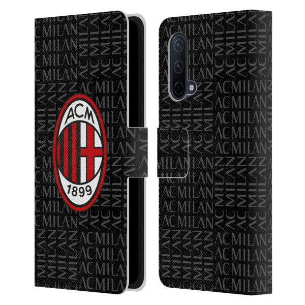 AC Milan Crest Patterns Red And Grey Leather Book Wallet Case Cover For OnePlus Nord CE 5G