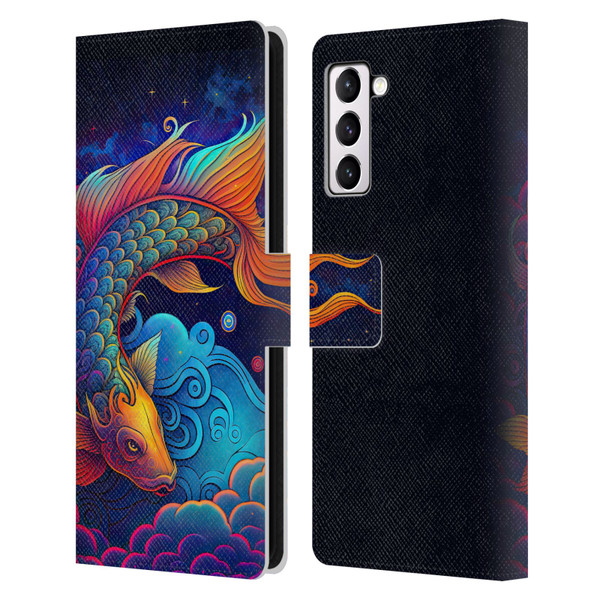 Wumples Cosmic Animals Clouded Koi Fish Leather Book Wallet Case Cover For Samsung Galaxy S21+ 5G