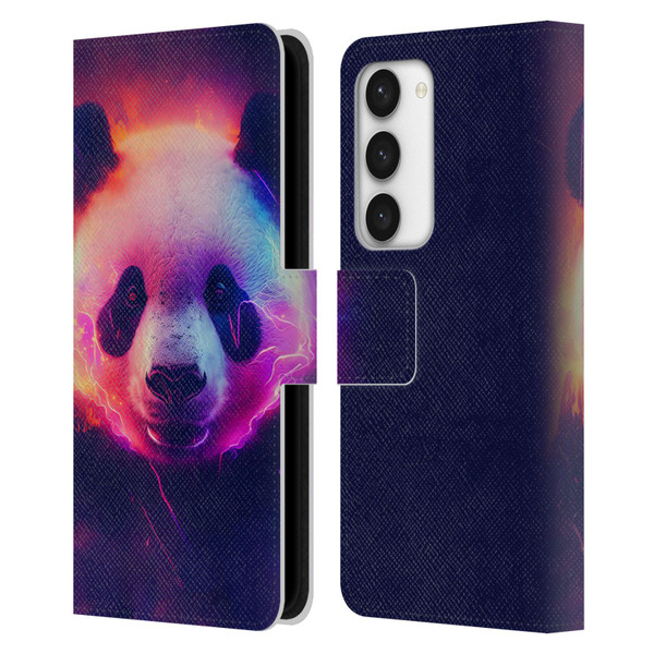 Wumples Cosmic Animals Panda Leather Book Wallet Case Cover For Samsung Galaxy S23 5G