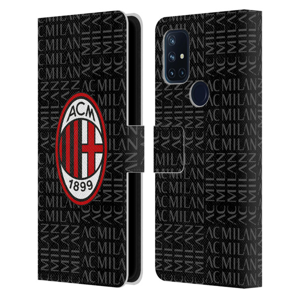 AC Milan Crest Patterns Red And Grey Leather Book Wallet Case Cover For OnePlus Nord N10 5G