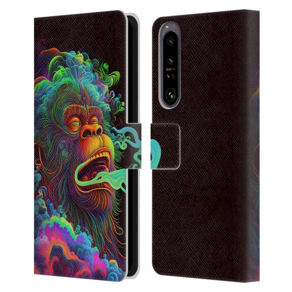 Wumples Cosmic Animals Clouded Monkey Leather Book Wallet Case Cover For Sony Xperia 1 IV