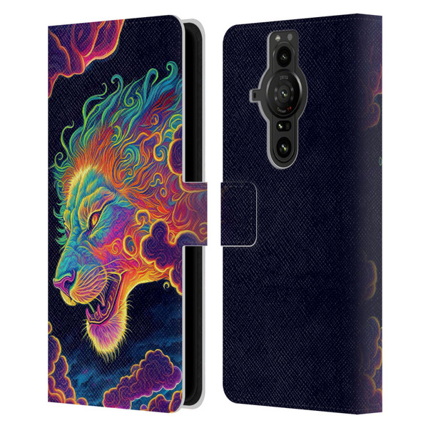 Wumples Cosmic Animals Clouded Lion Leather Book Wallet Case Cover For Sony Xperia Pro-I