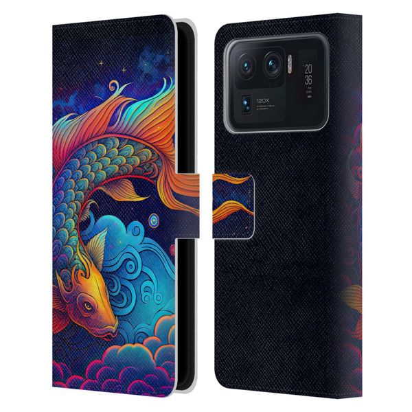 Wumples Cosmic Animals Clouded Koi Fish Leather Book Wallet Case Cover For Xiaomi Mi 11 Ultra