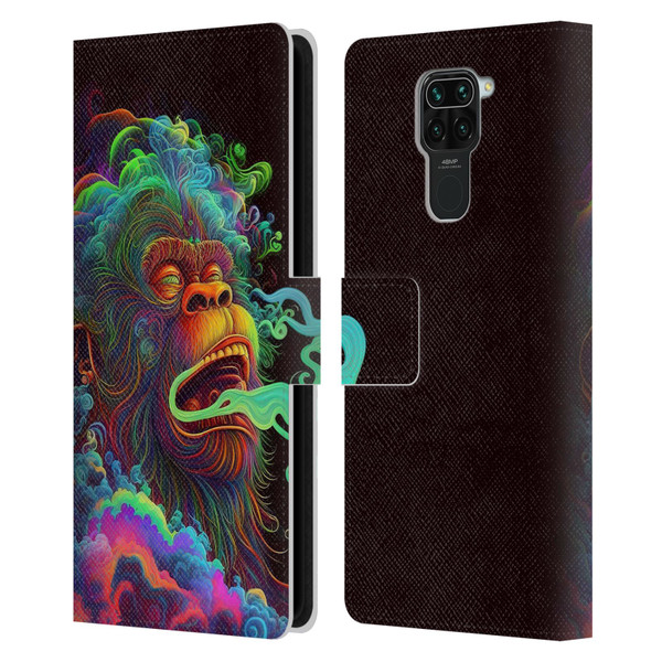 Wumples Cosmic Animals Clouded Monkey Leather Book Wallet Case Cover For Xiaomi Redmi Note 9 / Redmi 10X 4G