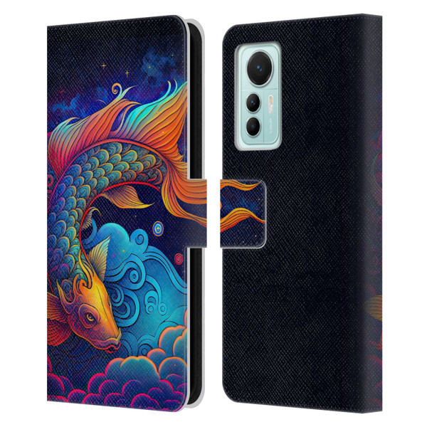 Wumples Cosmic Animals Clouded Koi Fish Leather Book Wallet Case Cover For Xiaomi 12 Lite