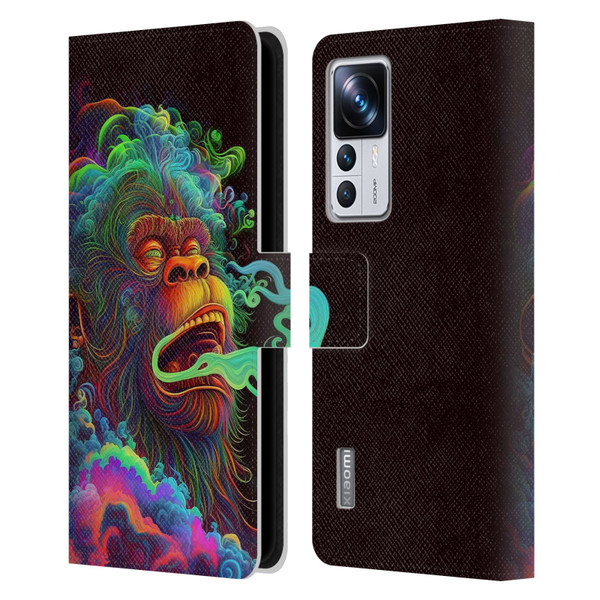 Wumples Cosmic Animals Clouded Monkey Leather Book Wallet Case Cover For Xiaomi 12T Pro