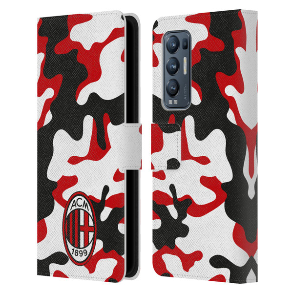 AC Milan Crest Patterns Camouflage Leather Book Wallet Case Cover For OPPO Find X3 Neo / Reno5 Pro+ 5G