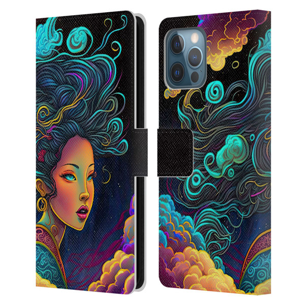 Wumples Cosmic Arts Cloud Goddess Leather Book Wallet Case Cover For Apple iPhone 12 Pro Max