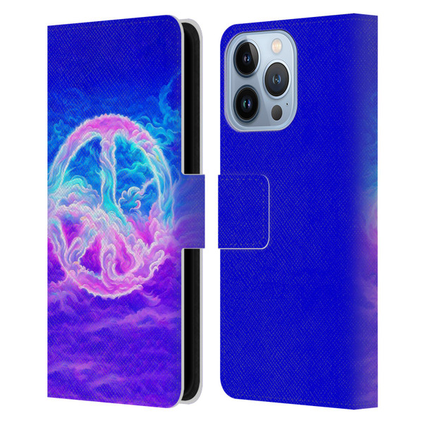 Wumples Cosmic Arts Clouded Peace Symbol Leather Book Wallet Case Cover For Apple iPhone 13 Pro