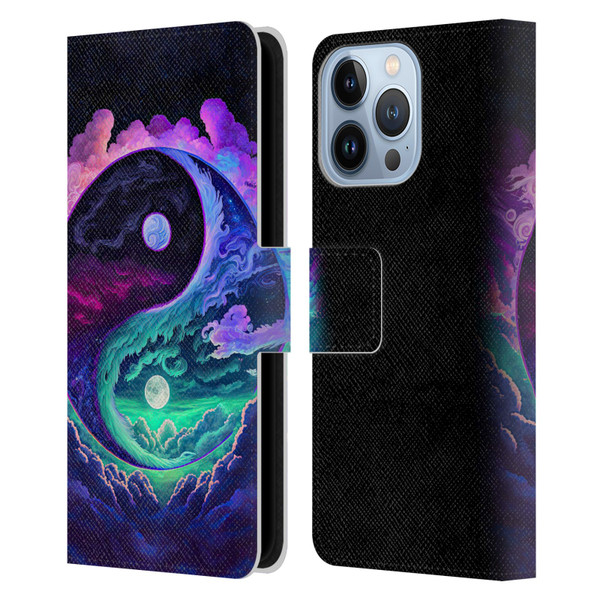 Wumples Cosmic Arts Clouded Yin Yang Leather Book Wallet Case Cover For Apple iPhone 13 Pro