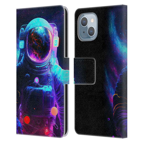 Wumples Cosmic Arts Astronaut Leather Book Wallet Case Cover For Apple iPhone 14
