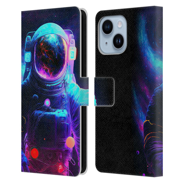 Wumples Cosmic Arts Astronaut Leather Book Wallet Case Cover For Apple iPhone 14 Plus